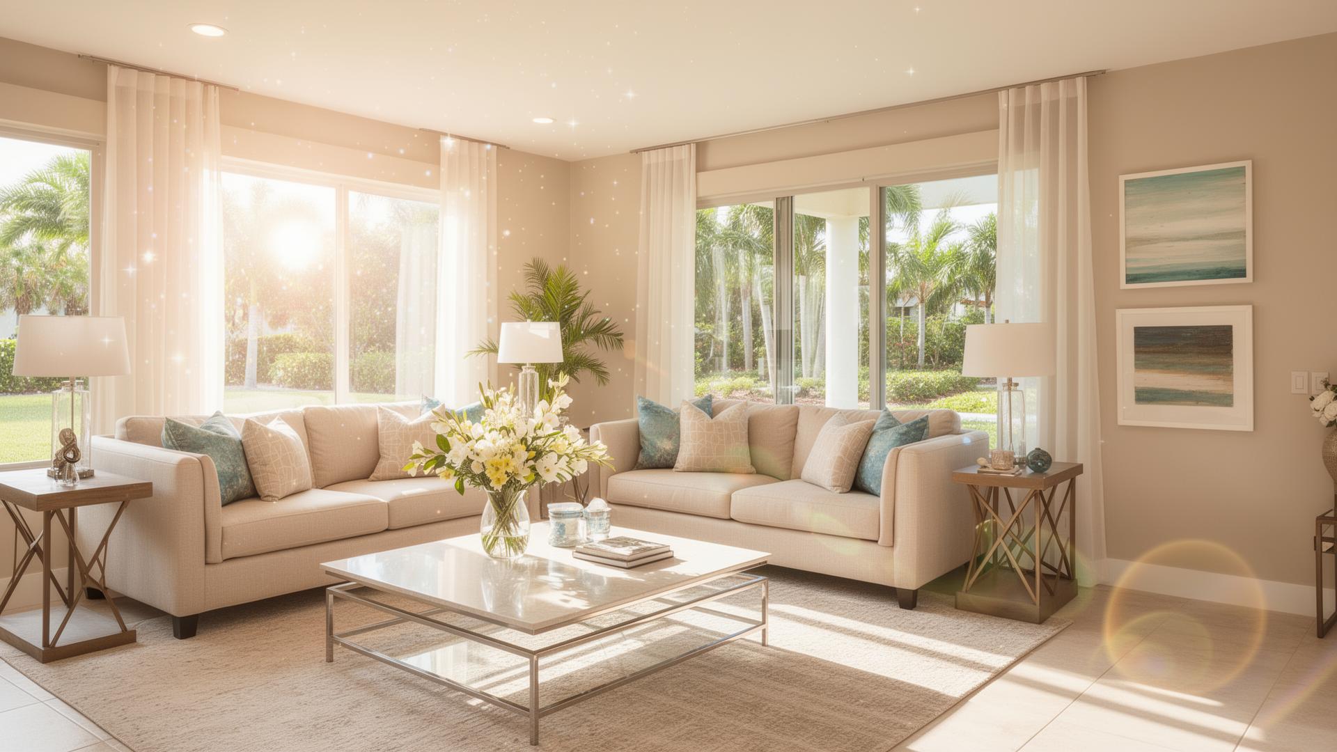 Sparkling clean professionally cleaned Florida living room